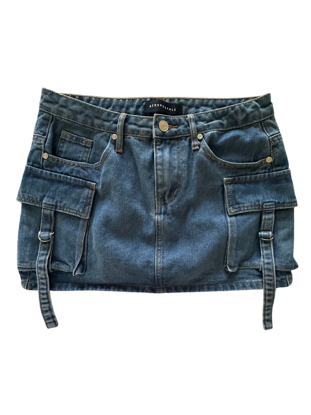 Aeropostale Denim Cargo Mini Skirt Y2K Utility Small